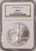 1999 American Silver Eagle NGC MS69