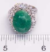 Ravishing Massive 10.50CTS Natural Emerald & Sapphire Ring, Sterling