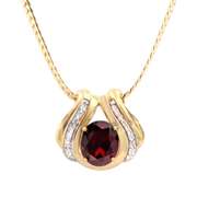 Plated 18KT Yellow Gold 5.00ct Garnet and Diamond Pendant with Chain