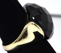 Silver Ring With Massive Faceted Black Stone