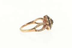 Sterling Silver Pave Flower Halo Promise White & Brown CZ Ring