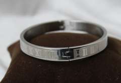 Stainless Steel Silver Color Roman Numeral Bracelet
