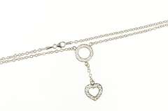 14K White Gold Heart Filigree Dangle Cable Chain Statement Necklace