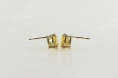14K Yellow Gold Oval Syn. Citrine Solitaire Classic Stud Earrings