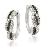 Sterling Silver 1/4ct. TDW Black Diamond Twisted Hoop Earrings
