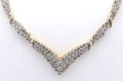 Majestic White and Yellow Gold Chevron Diamond Necklace