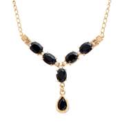 Plated 18KT Yellow Gold 9.10ctw Black Sapphire and White Topaz Pendant with Chain