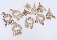 Group Lot of 2 Vinatge Sterling Silver Dangle Earrings with Extra Dangles