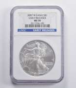 MS70 2007-W American Silver Eagle ER NGC