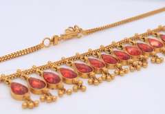 Incredible 22kt Yellow Gold Pear Shaped Orange Color Stones Set in Bezel Set Necklace