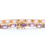 Plated 18KT Yellow Gold 13.25ctw Amethyst and Diamond Bracelet