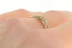 14K Yellow Gold Retro Diamond Geometric Wedding Band Ring
