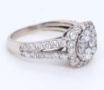 Dazzling White Gold Diamond Cluster Halo Ring