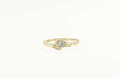 10K Yellow Gold Heart Blue Topaz Diamond December Birthstone Ring