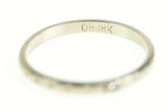 18K White Gold Art Deco Diamond Ornate Etched Wedding Band Ring