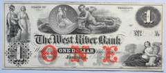 $ 1 West River Bank State of Vermont Jamaica 1860 S Coin Note