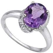 2.48 CT AMETHYST & DIAMOND 925 STERLING SILVER RING