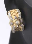 LADIES 14K GOLD AND DIAMOND LOOP EARRINGS