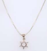 Vintage Sterling Silver Cubic Zirconia Star Pendant on Beads Silver Chain
