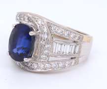 Fabulous Blue Sapphire & 2 CTW Diamond Cocktail Ring