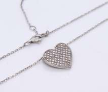 Vintage Sterling Silver Cubic Zirconia Heart Shaped pendant on Chain