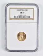 MS70 2005 $5 American Gold Eagle 1/10 Oz. .999 Fine Gold NGC