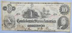 $ 10 Sept 2 1862 Series Confedrate States Note