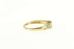10K Yellow Gold Peridot Three Stone Diamond Engagement Ring