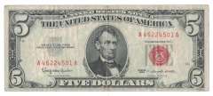 1963 $2 Two Dollar Red Seal Lincoln Bank Note US Bill
