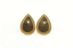 14K Yellow Gold Pear Lapis Lazuli Cabochon Retro Stud Earrings