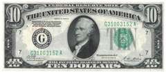 1928-B $10 Ten Dollar Green Seal Hamilton Bank Note US Bill