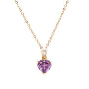 Plated 18KT Yellow Gold 2.12cts Amethyst and Diamond Necklace
