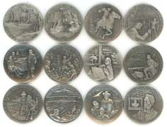 12 Diff. Longines Symphonette Heavy Sterling Silver Medallions