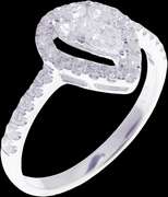 Magnificent 18k White Gold Diamond Cluster Teardrop Ring