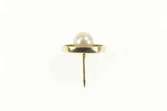 14K Yellow Gold Classic Retro Pearl Inset Round Lapel Pin/Brooch