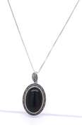 Vintage Sterling Silver Black onyx Pendant on Chain
