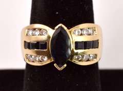 Stunning Sapphire and Diamond Ring in 14K Yellow Gold