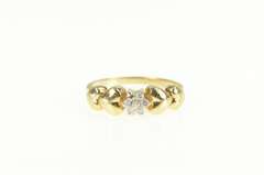 14K Yellow Gold Flower Diamond Cluster Heart Love Promise Ring