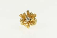 14K Yellow Gold 1950's 0.30 Ct Diamond Ribbon Cluster Cocktail Ring