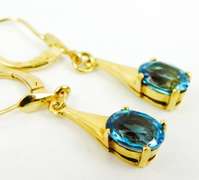 14K Vibrant London Blue Topaz Earrings