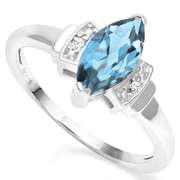 1.22 CT BABY SWISS BLUE TOPAZ & DIAMOND 925 STERLING SILVER RING