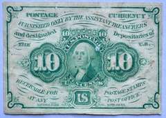 First Series 10 Cent Green Fractional Currency Note