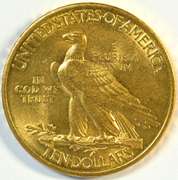 Lovely BU 1908 with Motto $10 Indian Gold Piece. Scarce