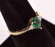 Gorgeous Green Crystal and Diamond Ring in Yellow Gold