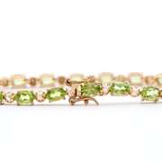 Plated 18KT Yellow Gold 9.00ctw Peridot and Diamond Bracelet