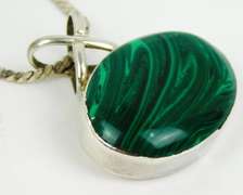 Superb Large Sterling Malachite Necklace