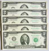 (5) Superb Crisp 2013 $2 Star Replacement Notes New York-Consecutive!