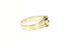 14K Yellow Gold Victorian Garnet Etched Floral Accent Setting Ring