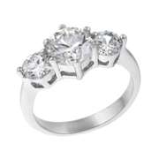 Sterling Silver Round CZ Bridal Engagement Ring