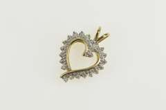 10K Yellow Gold Diamond Inset Classic Heart Love Symbol Pendant